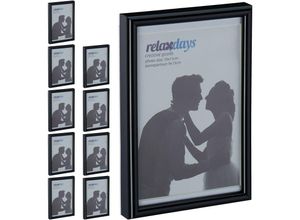 4052025443863 - Relaxdays - 10 x Bilderrahmen 10 x 15 cm modernes Design zum Hinstellen oder Aufhängen dekorativer Fototischaufsteller schwarz