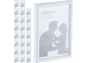 4052025443917 - Relaxdays - 24 x Bilderrahmen 10 x 15 cm modernes Design zum Hinstellen oder Aufhängen dekorativer Fototischaufsteller weiß