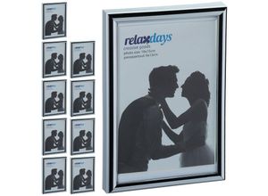 4052025443948 - Relaxdays - 10 x Bilderrahmen 10 x 15 cm modernes Design zum Hinstellen oder Aufhängen dekorativer Fototischaufsteller silber