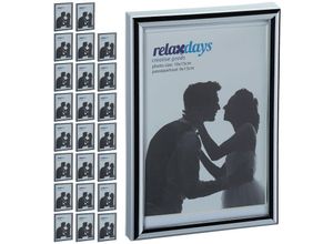 4052025443955 - Relaxdays - 24 x Bilderrahmen 10 x 15 cm modernes Design zum Hinstellen oder Aufhängen dekorativer Fototischaufsteller silber