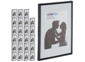 4052025444198 - Relaxdays - 24 x Bilderrahmen 20x30 cm Passepartout 15x20 cm Fotorahmen zum Stellen oder Hinhängen aus Kunststoff schwarz-weiß