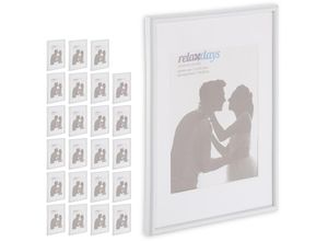 4052025444396 - Relaxdays - 24 x Bilderrahmen Din A4 Passepartout 15x20 cm Glasscheibe Fotorahmen zum Stellen oder Hinhängen Rahmen weiß