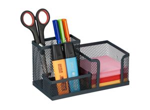 4052025445560 - Schreibtisch-Organizer 3 Fächer Mesh-Design Metall hbt 10 x 185 x 95 cm Ordnungsbox für Büro anthrazit - Relaxdays