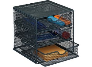 4052025445638 - Relaxdays - Schubladenbox Metall 3 Schubfächer Schreibtisch Organizer hbt 17x16x17 cm Aufbewahrungsbox Büro anthrazit