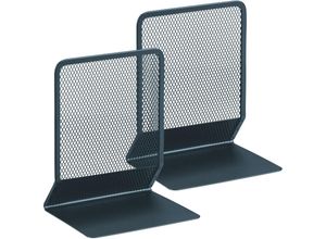 4052025445867 - Buchstütze 2er Set hbt 17x135x105 cm modernes Mesh-Design Bücher & Ordner Buchhalter Metall anthrazit - Relaxdays