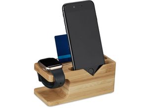 4052025447359 - Ladestation für Apple Watch & iPhone Bambus HxBxT 6 x 14 x 65 cm Handy-Station & Uhrenständer natur - Relaxdays