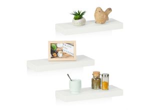 4052025447380 - Wandregal 3er Set BxT 38 x 15 cm Dekoregal Wand mdf modernes Design Schweberegal Regalbrett weiß - Relaxdays