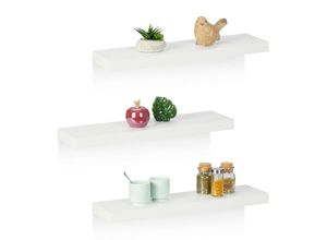 4052025447397 - Wandregal 3er Set BxT 60 x 15 cm Dekoregal Wand mdf modernes Design Schweberegal Regalbrett weiß - Relaxdays