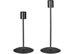 4052025447670 - Kerzenständer 2 Größen Metall für Stabkerzen Deko-Kerzenhalter für Wohnzimmer & Co matte Optik schwarz - Relaxdays