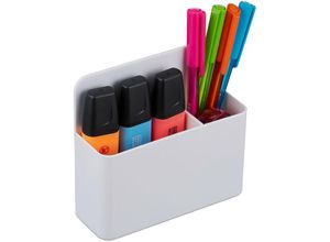 4052025447700 - Relaxdays - Stiftehalter 2er Set magnetisch Büro Organizer hbt 115x125x4 cm Magnetwandzubehör Stifteköcher weiß