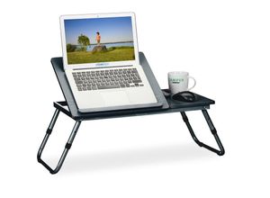 4052025448035 - Laptoptisch fürs Bett hbt 42x75x345 cm Leseklappe & Ablage klappbar höhenverstellbar Betttisch schwarz - Relaxdays