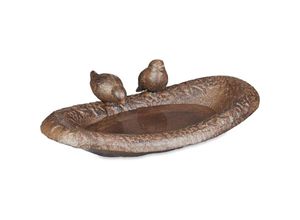 4052025449032 - Relaxdays - Vogeltränke Gusseisen Garten & Balkon HxBxT 7 x 24 x 125 cm Vogelfutterstelle Wasserschale Vögel braun