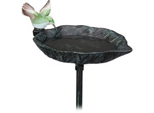 4052025449223 - Relaxdays - Vogeltränke Gusseisen Deko Gartenstecker h x b x t 1005 x 135 x 19 cm Vogelbad zum Stecken dunkelgrün