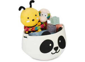 4052025449865 - Aufbewahrungskorb für Kinder Baumwollkorb Panda HxD 245 x 35 cm Spielzeugkorb Kinderzimmer weiß schwarz - Relaxdays