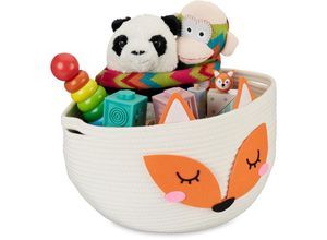 4052025449872 - Aufbewahrungskorb für Kinder Baumwollkorb Fuchs h x d 26 x 35 cm Spielzeugkorb Kinderzimmer weiß orange - Relaxdays