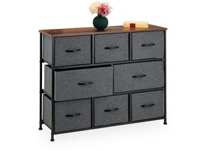 4052025450762 - Relaxdays - Kommode Industrial hbt 785 x 100 x 30 cm 8 Schubladen Stoff & Metall Holzoptik Sideboard grau braun