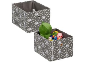 4052025451455 - Aufbewahrungsbox 2er Set Stoffbox rechteckig h x b x t 16 x 20 x 25 cm Ordnungsbox ohne Deckel grau weiß - Relaxdays