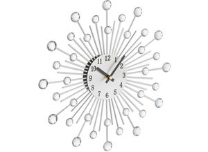 4052025451806 - Wanduhr glitzerndes Diamanten-Design batteriebetrieben Küchenuhr analog ø 33 cm Wohnzimmeruhr silber - Relaxdays