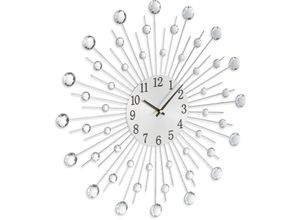 4052025451813 - Wanduhr glitzerndes Diamanten-Design batteriebetrieben Küchenuhr analog ø 50 cm Wohnzimmeruhr silber - Relaxdays