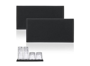 4052025451868 - Barmatte 2er Set mit Noppen 30 x 15 cm Abtropfmatte aus pvc Geschirr trocknen für Bar und Spüle schwarz - Relaxdays