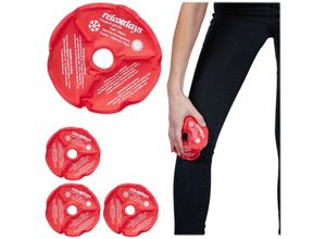 4052025452476 - Kühlpads Knie 4er Set Kalt Warm Kompressen wiederverwendbar Kühlpack mit Aussparung für Kniescheibe rot - Relaxdays