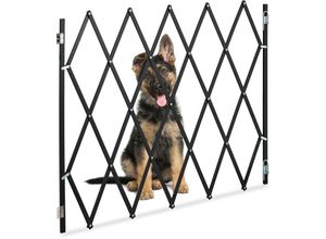 4052025452780 - Hundeabsperrgitter ausziehbar bis 130 cm 875-100 cm hoch Bambus Hunde Schutzgitter Treppe & Tür schwarz - Relaxdays