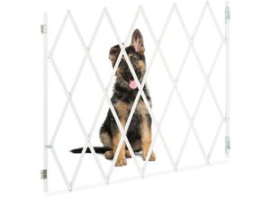 4052025452810 - Hundeabsperrgitter ausziehbar bis 130 cm 875-100 cm hoch Bambus Hunde Schutzgitter für Treppe & Tür weiß - Relaxdays