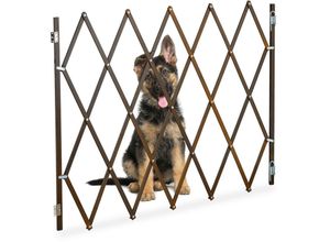 4052025452858 - Hundeabsperrgitter ausziehbar bis 130 cm 875-100 cm hoch Bambus Hunde Schutzgitter Treppe & Tür braun - Relaxdays