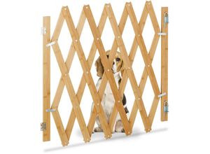 4052025452896 - Hundeabsperrgitter ausziehbar bis 126 cm 70-82 cm hoch Bambus Hunde Schutzgitter für Treppe & Tür natur - Relaxdays