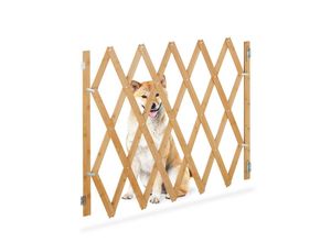 4052025452902 - Relaxdays - Hundeabsperrgitter ausziehbar bis 140 cm 87-97 cm hoch Bambus Hunde Schutzgitter für Treppe & Tür natur