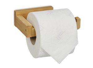 4052025453046 - Toilettenpapierhalter Bambus Klopapierhalter fürs Bad Wand klebend Klorollenhalter HxBxT 4x14x9 cm natur - Relaxdays