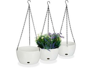 4052025453220 - Blumenampel mit Wasserspeicher Set 3 Größen Selbstbewässerung außen & innen hängender Blumentopf weiß - Relaxdays 4052025453220 - Blumenampel mit Wasserspeicher Set 3 Größen Selbstbewässerung außen & innen hängender Blumentopf weiß - Relaxdays