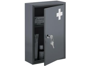 4052025453367 - Medizinschrank abschließbar 2 Fächer HxBxT 32 x 215 x 95 cm für Medikamente Arzneischrank grau weiß - Relaxdays