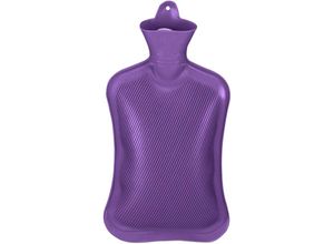 4052025454449 - Relaxdays Wärmflasche 2 Liter ohne Bezug Kinder & Erwachsene Gummi Warmwassertasche mit Schraubverschluss lila