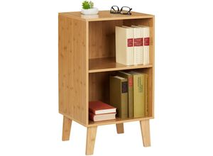 4052025455125 - Bücherregal 2 Fächer offener Schrank hbt 70 x 40 x 35 cm höhenverstellbarer Einlegeboden Standregal natur - Relaxdays