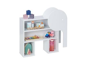 4052025455132 - Relaxdays - Kinderregal Elefant 4 Fächer Bücherregal Kinder h x b x t 605 x 645 x 205 cm Kinderzimmer Regal weiß