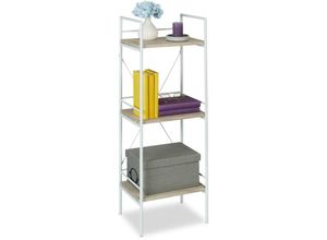 4052025455262 - Standregal hbt 95 x 34 x 27 cm 3 Ablagen Beistellregal für Wohnzimmer Küche Bad Stahl & mdf natur weiß - Relaxdays