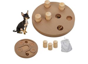 4052025455330 - Interaktives Intelligenzspielzeug für Hunde 2in1 Futterspielzeug für Leckerli Schnüffelspiel mdf natur - Relaxdays