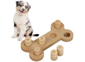 4052025455347 - Relaxdays - interaktives Intelligenzspielzeug für Hunde Knochen-Design Futterspielzeug Leckerli Schnüffelspiel natur