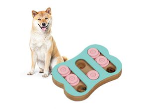 4052025455361 - Interaktives Intelligenzspielzeug für Hunde Leckerli-Design Futterspielzeug Schnüffelspiel türkis-rosa - Relaxdays