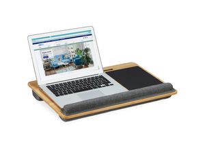 4052025455675 - Relaxdays - Laptopkissen Bambus Handgelenkauflage Handyhalterung Mauspad hbt 7 x 55 x 36 cm Laptopunterlage natur