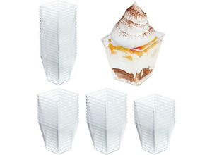 4052025456238 - Dessertschalen 50er Set 240 ml wiederverwendbar Nachtischschale für Eis & Tiramisu Kunststoff transparent - Relaxdays