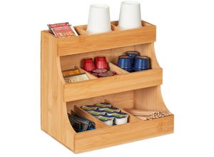 4052025456955 - Kaffee Organizer 9 Fächer Bambus hbt 24 x 265 x 175 cm Kaffeestation & Teebeutel Aufbewahrung natur - Relaxdays