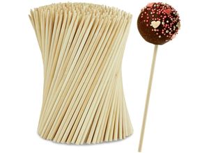 4052025457631 - Relaxdays - Cake Pop Stiele 250 Stück 15 cm lang Lollipop Sticks aus Bambus Popcake Stäbchen Kuchen am Stiel natur