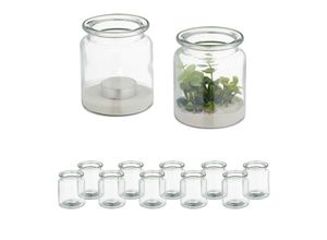 4052025458508 - Windlicht 12er Set aus Glas innen & außen HxD 95 x 8 cm runde Teelichthalter Hochzeit transparent - Relaxdays