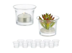 4052025458522 - Relaxdays Teelichthalter Glas 12er Set Teelichtgläser schlichte hohe Votivgläser HxD 45 x 6 cm Deko transparent