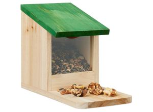 4052025459314 - Eichhörnchen Futterhaus Holz Klappdach Sitzplattform Eichhörnchenhaus hbt 175 x 12 x 25 cm natur grün - Relaxdays