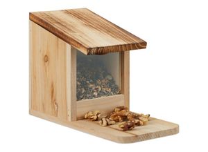 4052025459321 - Eichhörnchen Futterhaus Holz Klappdach Sitzplattform Eichhörnchenhaus HxBxT 175 x 12 x 25 cm natur - Relaxdays