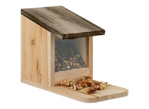 4052025459338 - Relaxdays Eichhörnchen Futterhaus Holz Klappdach Sitzplattform Eichhörnchenhaus HBT 175 x 12 x 25 cm natur braun