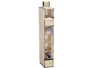 4052025459529 - Hängeregal Kleiderschrank 7 Fächer Stoff h x b x t 106 x 165 x 31 cm 2 Schübe Kleiderorganizer beige - Relaxdays